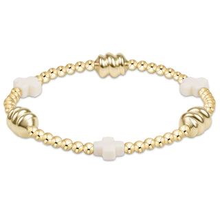 Signature Cross Off-White & Admire Gold 3mm Bracelet