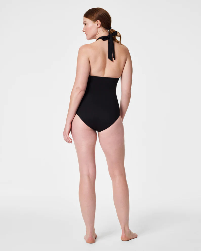 Pique Shaping Halter One Piece • Very Black