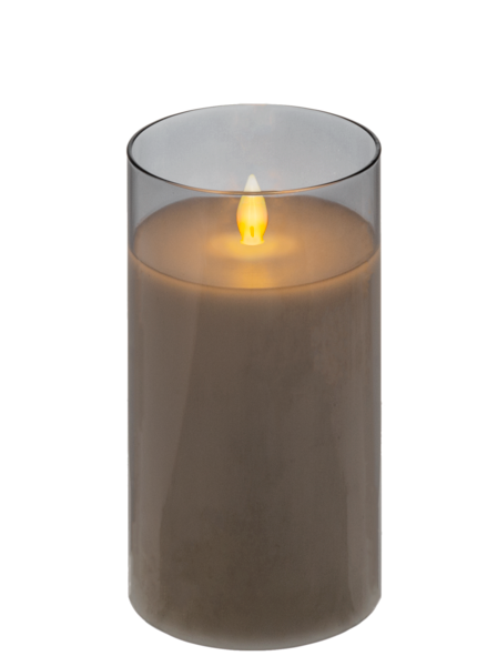 3x6 • Flameless LED Candle in Smoked Grey Glass