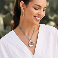 Athena Scalloped Convertible Necklace- Silver