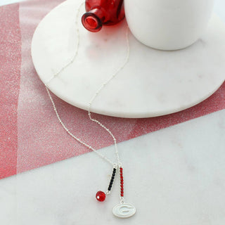 32" Georgia Logo & Crystal Bar Necklace