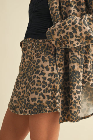 Can't Be Tamed Leopard Mini Skirt • Tan