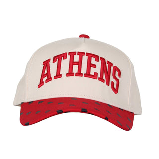 Athens Word, Georgia Pattern Hat • Cream & Red