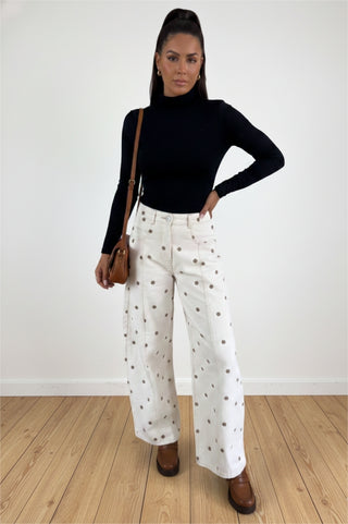 Reagan Relaxed Polka Dot Barrel-Leg Pants