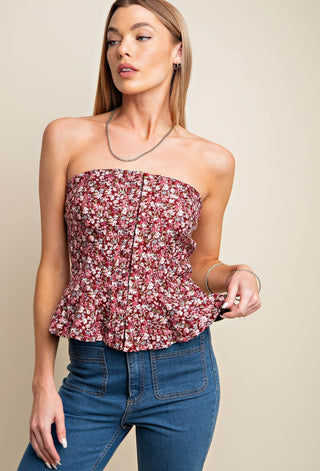 Laura Smocked Corset Tube Top • Wine Mix