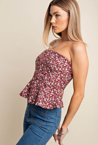 Laura Smocked Corset Tube Top • Wine Mix