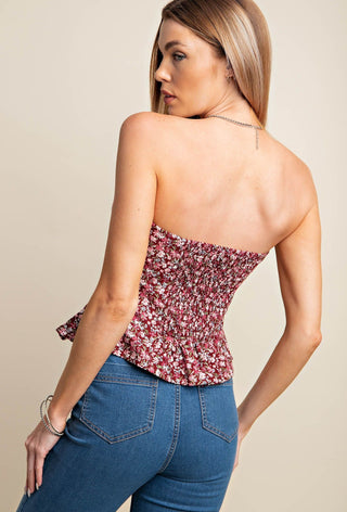 Laura Smocked Corset Tube Top • Wine Mix