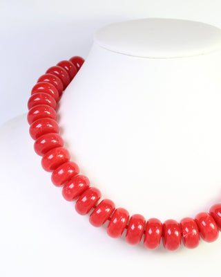 Pipestone Marble Beaded Necklace • Red