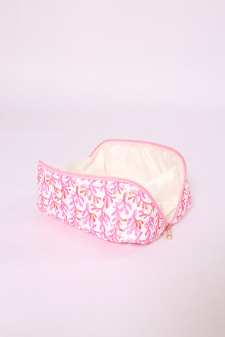 Printed Glam Travel Makeup Bag • Watercolor Coral