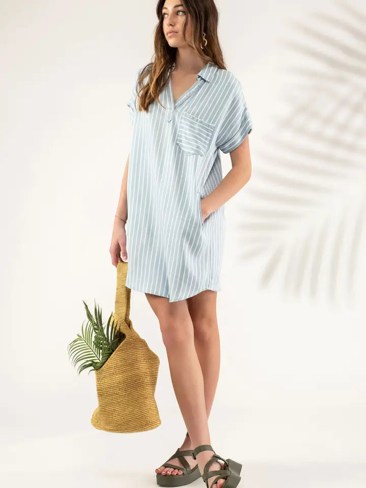 Lacey Striped Mini Dress • Chambray Multi
