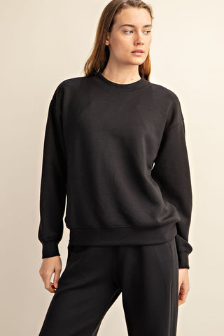 Rya Modal Scuba Mock Neck Pullover • Black