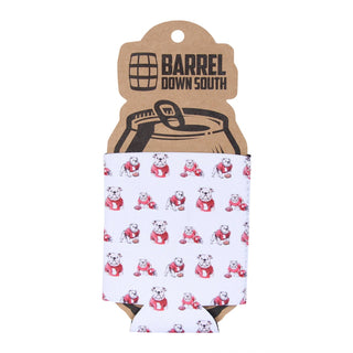 Bulldog Pattern Can Cooler • White