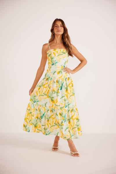 Solstice Tiered Midi Dress • Tropical