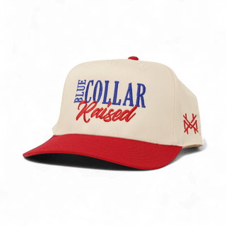 Blue Collar Raised Snapback Hat • Retro Red/Natural