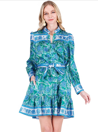 Bluebell Bloom Buttons Flounced Dress