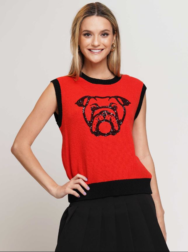 Winning Catch Bulldog Sweater Vest • Red