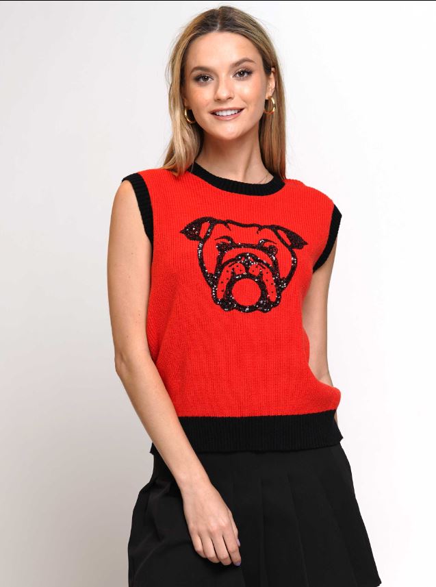 Winning Catch Bulldog Sweater Vest • Red