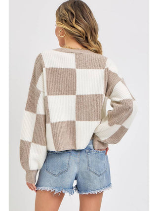 Checker Relaxed Fit Comfy Sweater