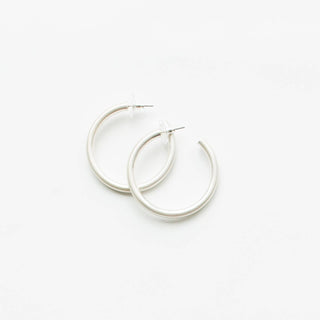 Heather Silver 1.5" Hoops • Matte