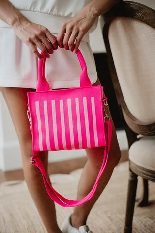 Structured Mini Tote • Hot Pink Stripes