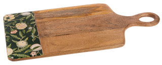 Green Floral Cutting Board with Handle
