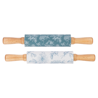 Blue Floral Toile Rolling Pin