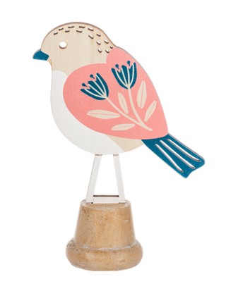 Floral Pattern Wooden Bird on Stand Assorted