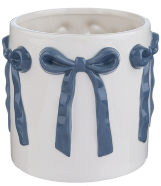 Blue & Cream Bow Planter