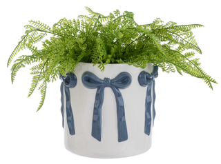Blue & Cream Bow Planter