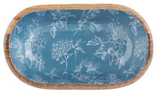 Oval Blue Floral Toile Serving Bowl