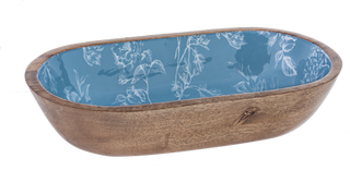 Oval Blue Floral Toile Serving Bowl