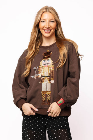 Brown Espresso Martini Serving Nutcracker Sweatshirt • Brown