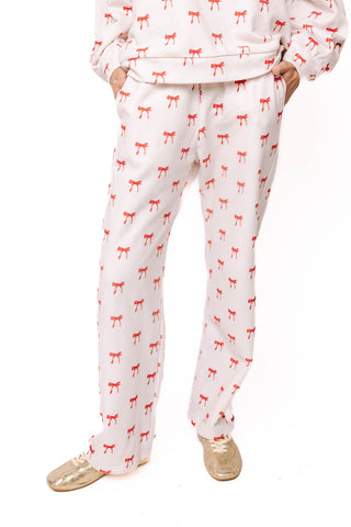 QOS White & Red Bow Sweat Pant