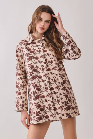 Lennon Floral Print Jacket • Brown