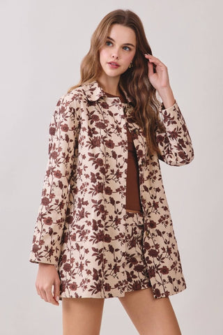 Lennon Floral Print Jacket • Brown