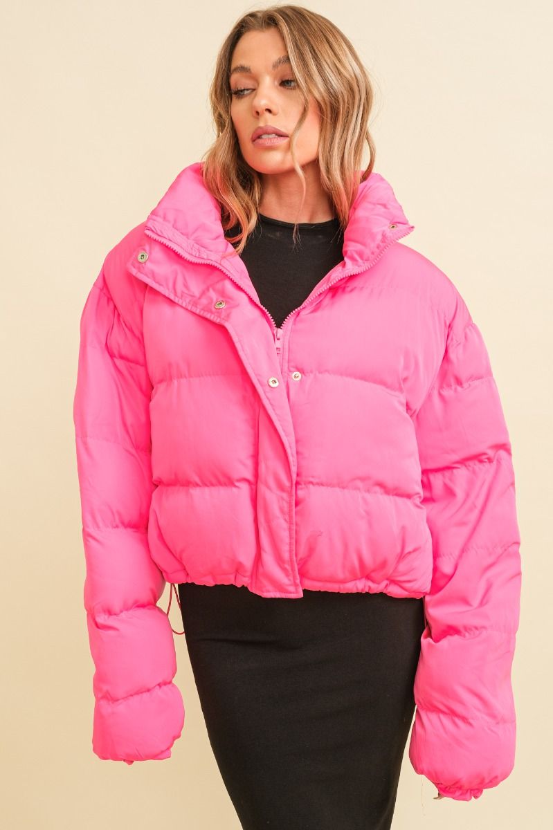 Riley Puffer Jacket • Hot Pink – Tonya's Treasures Inc.