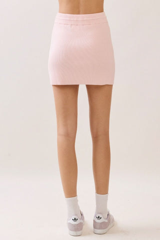 Lydia Ribbed Knit Mini Skirt • Pink