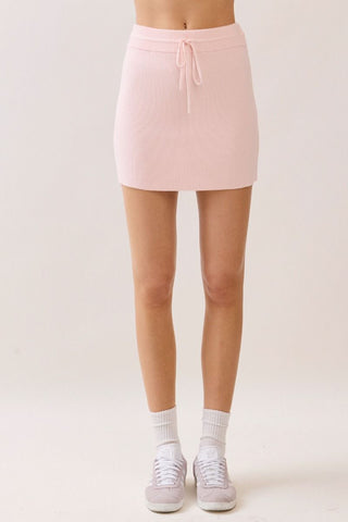 Lydia Ribbed Knit Mini Skirt • Pink