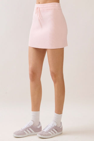 Lydia Ribbed Knit Mini Skirt • Pink