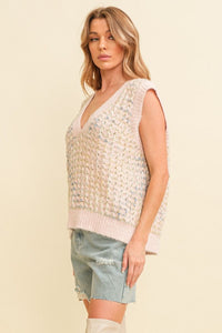 Ellasyn Knitted V Neck Sweater Vest • Dusty Pink