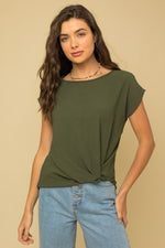 Bailey Woven Tee Top • Olive