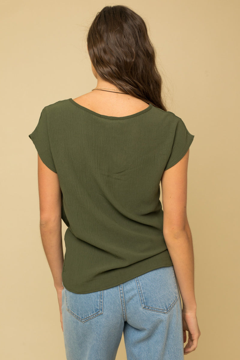 Bailey Woven Tee Top • Olive