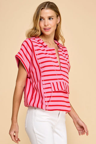 Loretta Striped Hoodie • Pink