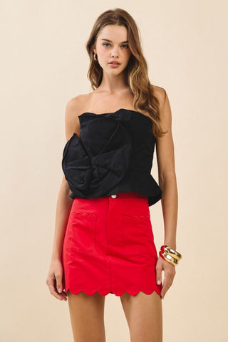 Lottie 3D Rosette Peplum Tube Top • Black
