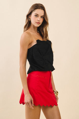 Lottie 3D Rosette Peplum Tube Top • Black