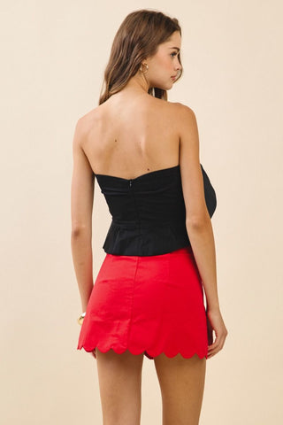 Lottie 3D Rosette Peplum Tube Top • Black