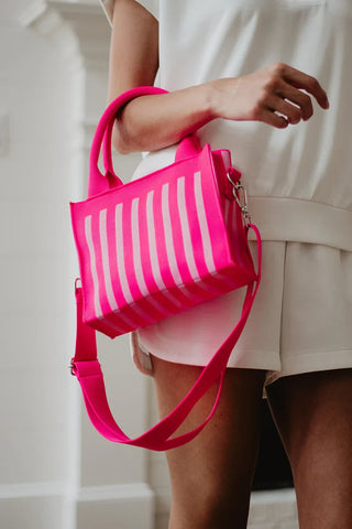 Structured Mini Tote • Hot Pink Stripes