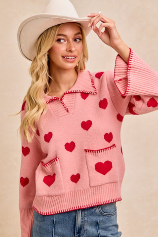 Cover Me in Hearts Sweater • Blush