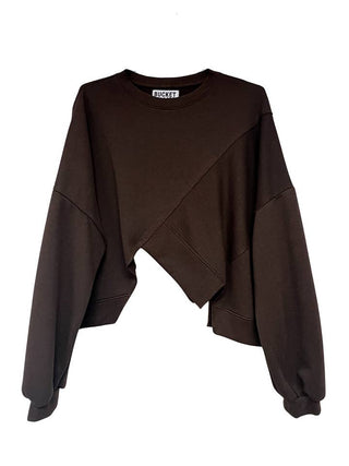 All About It Asymmetric Hem Sweatshirt • Brown