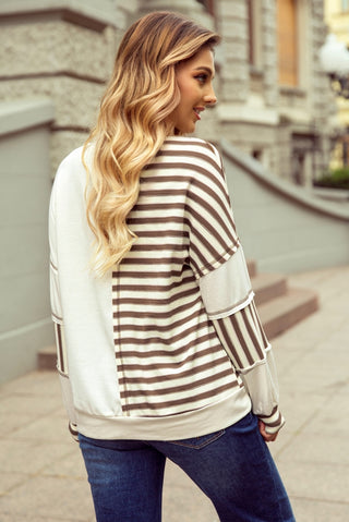 Cool Breeze Patchwork Pullover Top • Khaki